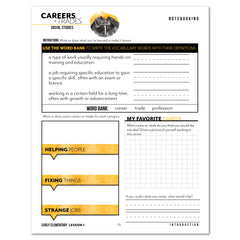 Careers + Trades Homeschool Unit Study Digital Early Elementary Student Book Daily Lesson 1 Notebooking