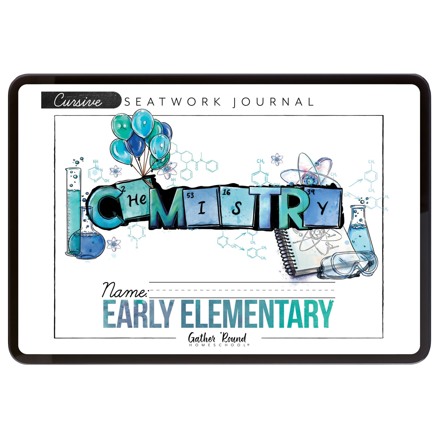 Chemistry Homeschool Unit Study Digital Seatwork Journal Cursive Early Elementary