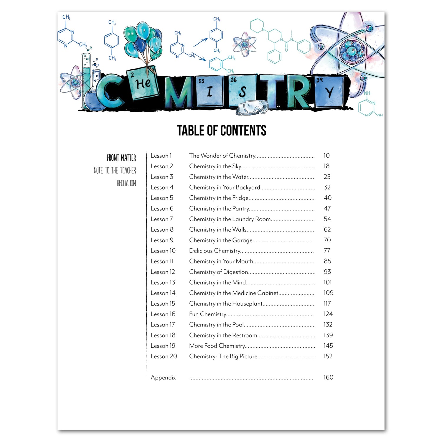 Chemistry Homeschool Unit Study Digital Teacher's Guide Table of Contents