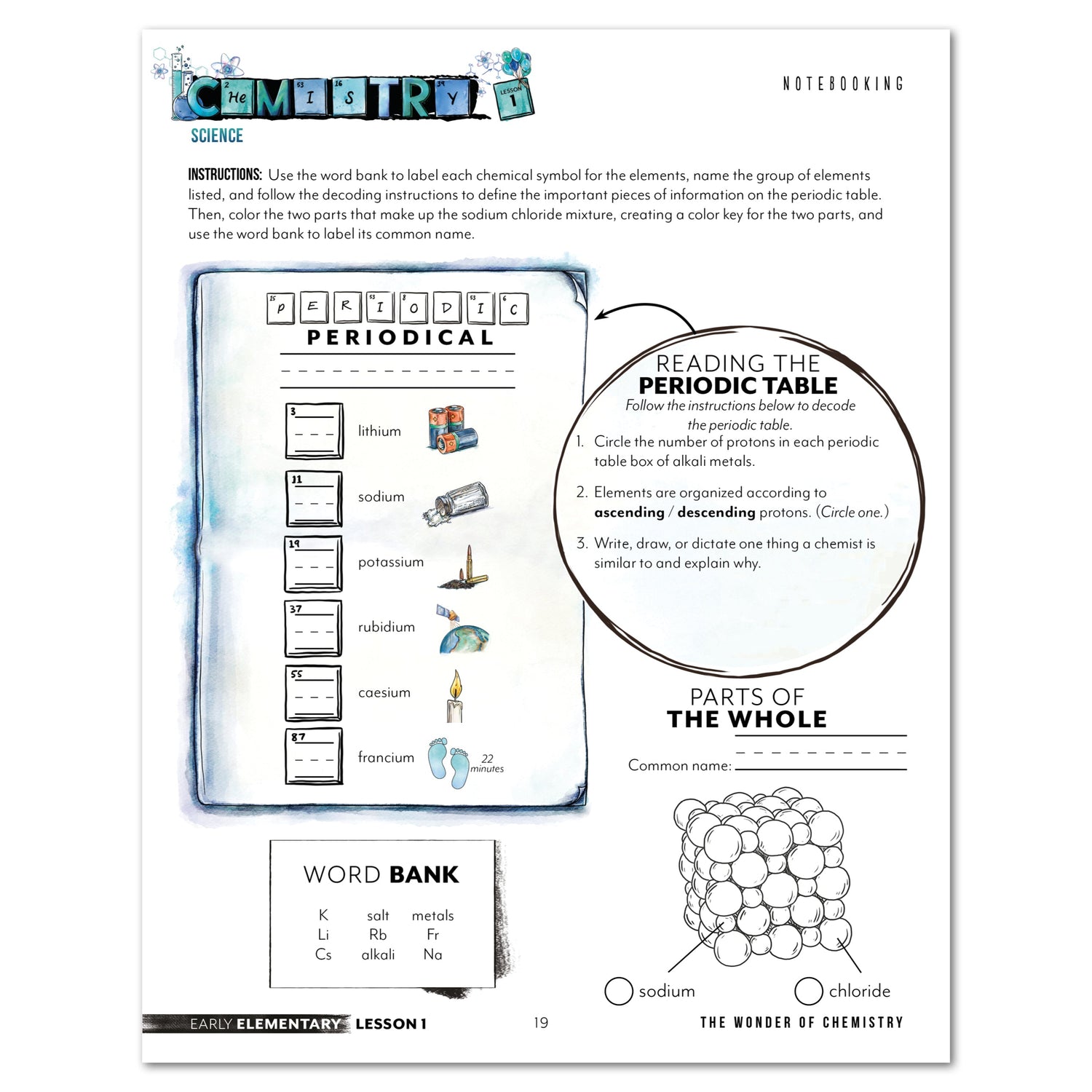 Chemistry Homeschool Unit Study Digital Early Elementary Lesson 1 Notebooking