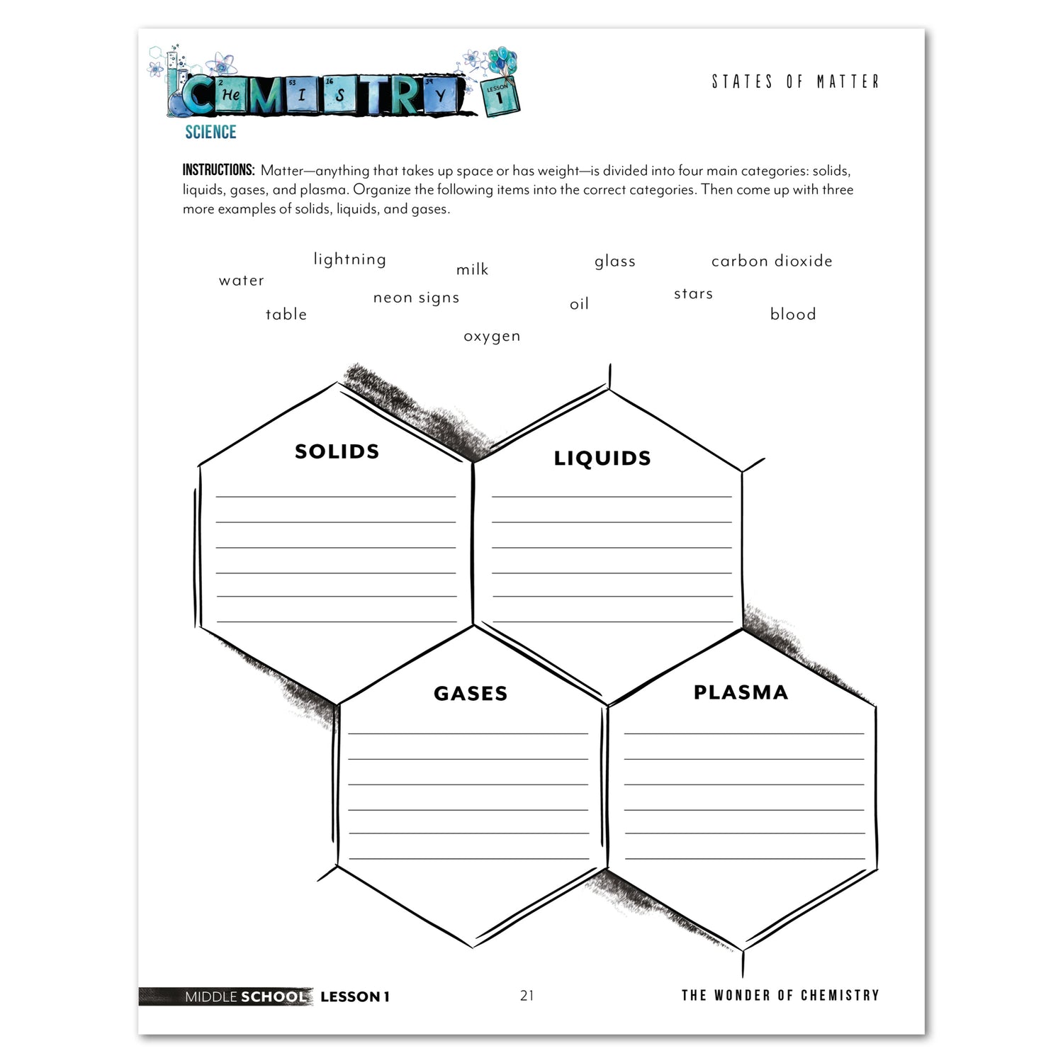Chemistry Homeschool Unit Study Digital Middle School Lesson 1 States of Matter