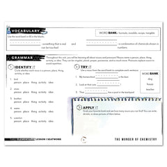 Chemistry Homeschool Unit Study Digital Seatwork Journal Manuscript Early Elementary Lesson 1 Vocabulary and Grammar