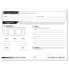 Chemistry Homeschool Unit Study Digital Seatwork Journal Manuscript Upper Elementary Lesson 1 Vocabulary and Grammar