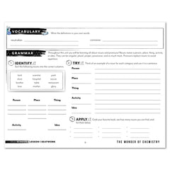 Chemistry Homeschool Unit Study Digital Seatwork Journal Manuscript High School Vocabulary and Grammar