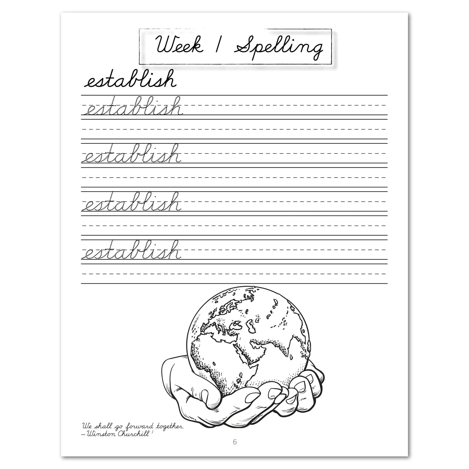 Earth Science Homeschool Unit Study Digital Cursive Student Book Week 1 Spelling