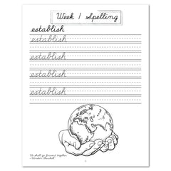 Earth Science Homeschool Unit Study Digital Cursive Student Book Week 1 Spelling