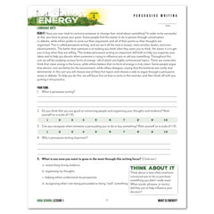 Energy Homeschool Unit Study Digital High School Student Book Lesson 1 Persuasive Writing