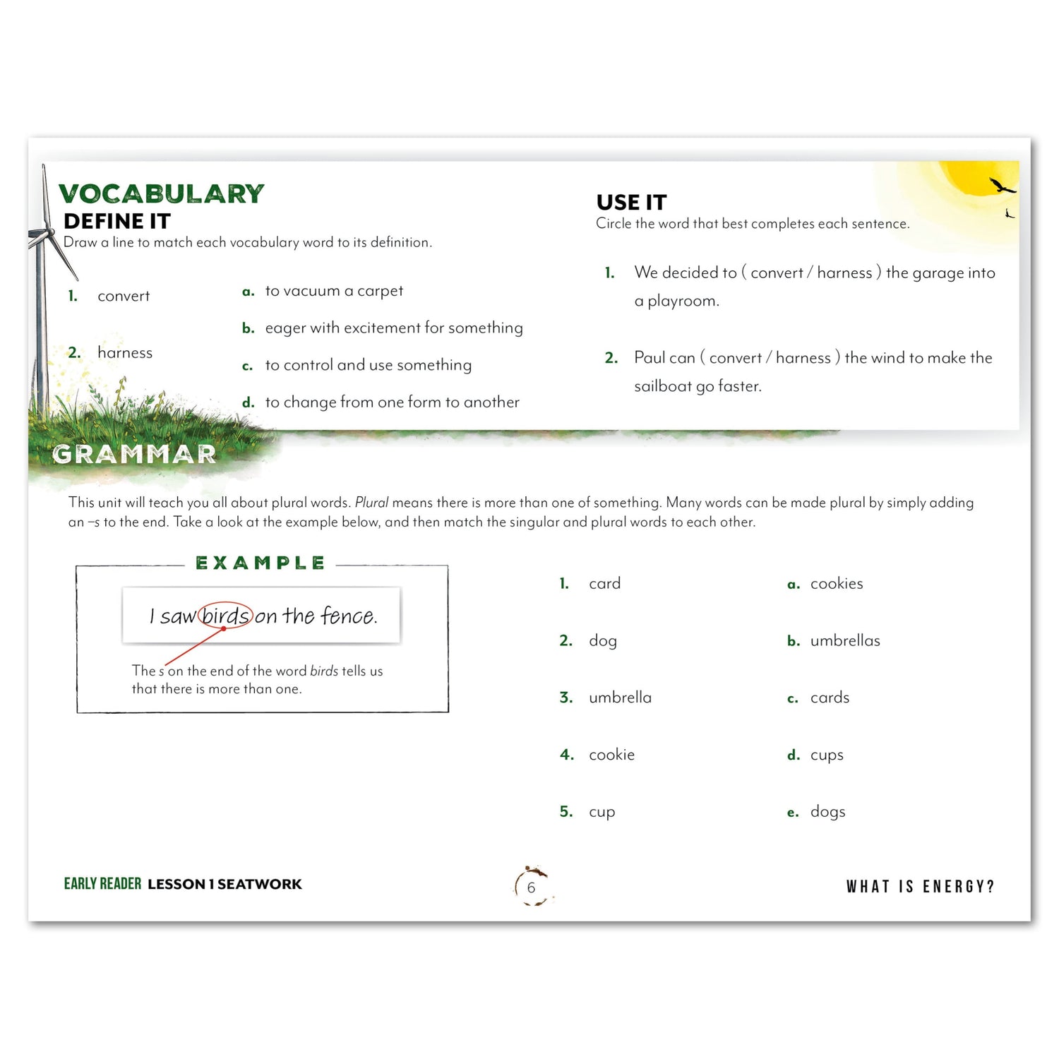 Energy Homeschool Unit Study Digital Seatwork Journal Manuscript Early Reader Student Book Vocabulary 