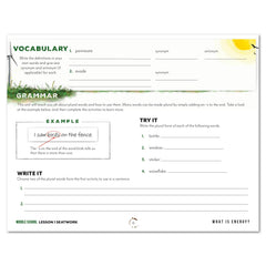 Energy Homeschool Unit Study Digital Seatwork Journal Manuscript Middle School Student Book Lesson 1 Vocabulary