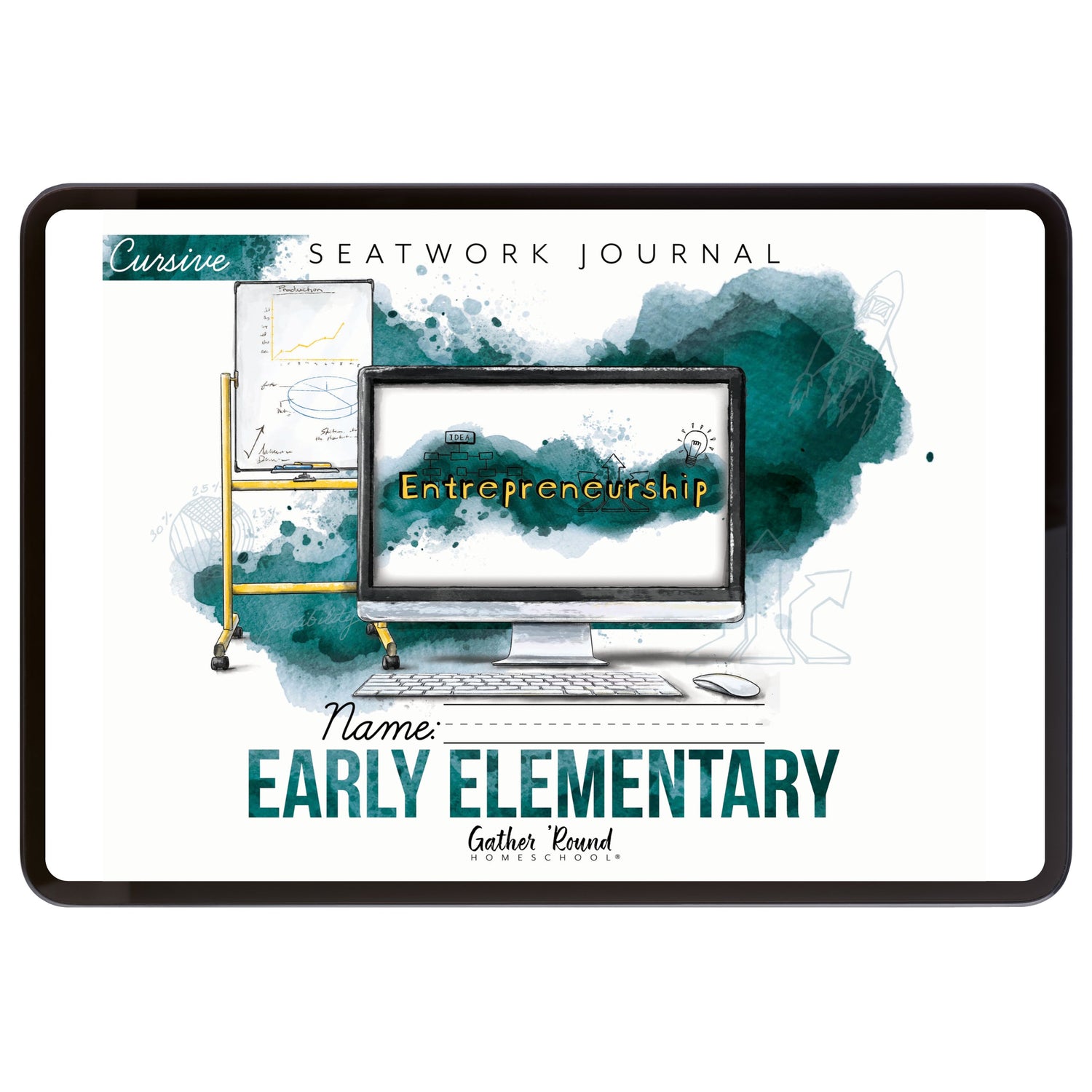 Entrepreneurship Homeschool Unit Study Digital Seatwork Journal Cursive Early Elementary