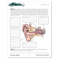 Entrepreneurship Homeschool Unit Study Digital Middle School Student Book Lesson 1 The Middle Ear