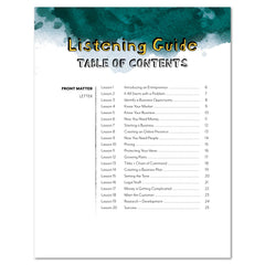 Entrepreneurship Homeschool Unit Study MP3 Teacher's Guide Table of Contents