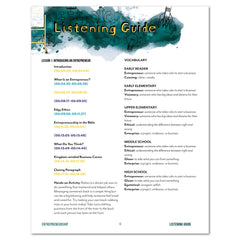 Entrepreneurship Homeschool Unit Study MP3 Teacher's Guide Listening Guide