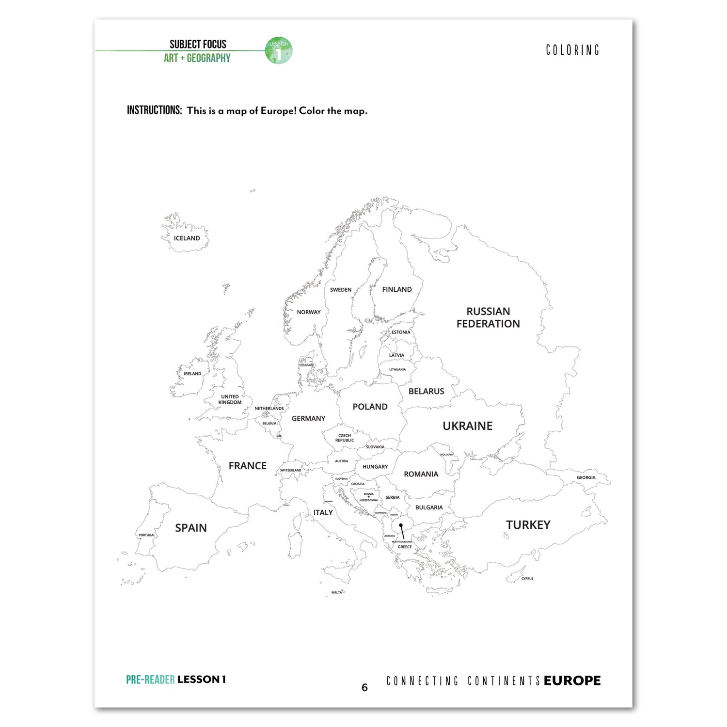 Europe homeschool unit study digital student workbook Teacher's Guide and Pre-Reader bundle lesson one