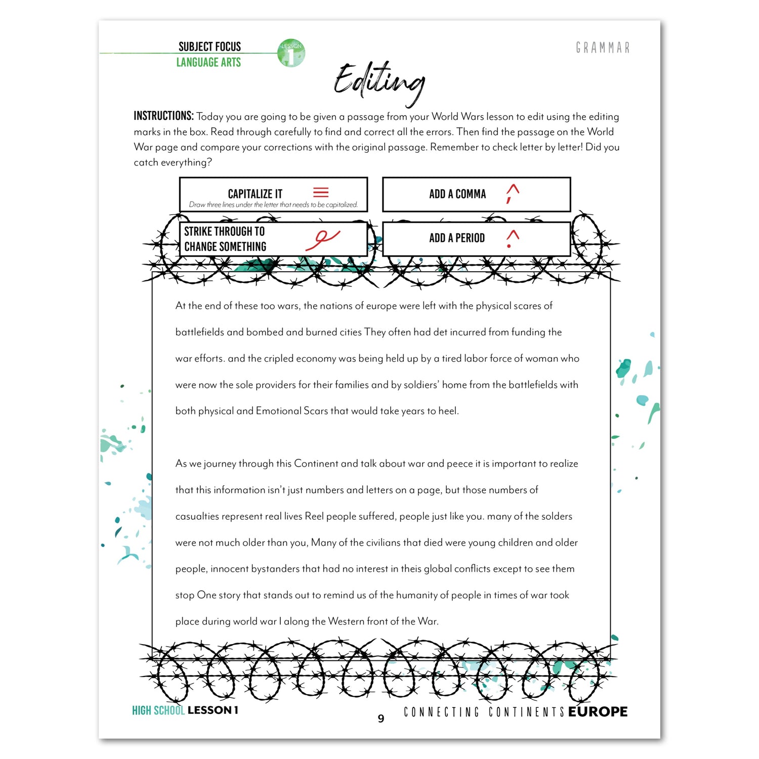 Europe homeschool unit study digital student workbook Teacher's Guide and High school  bundle lesson one 