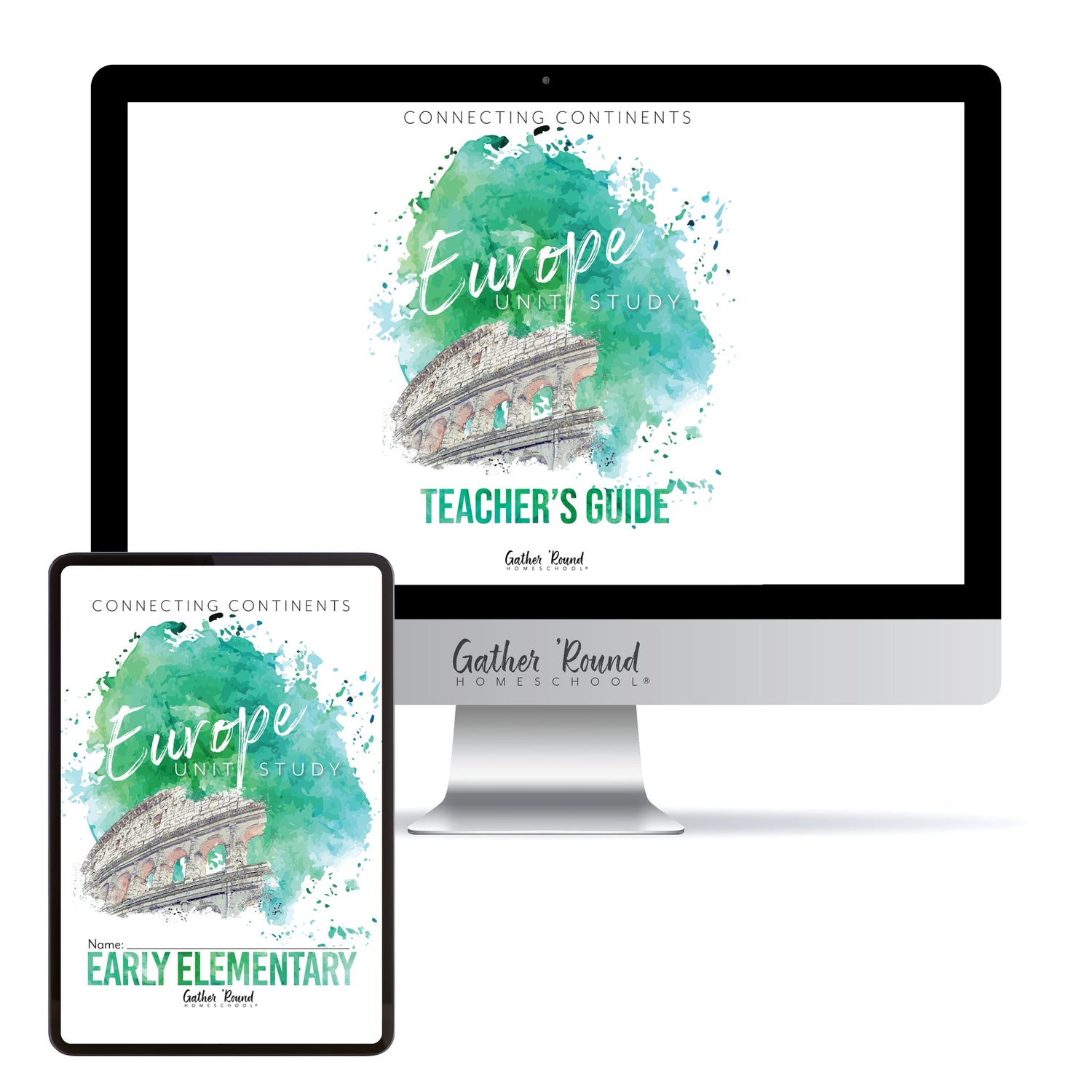 Europe homeschool unit study digital student workbook Teacher's Guide and Early Elementary bundle