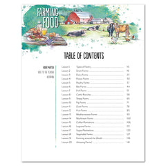 Farming + Food homeschool unit study digital teacher's guide table of contents