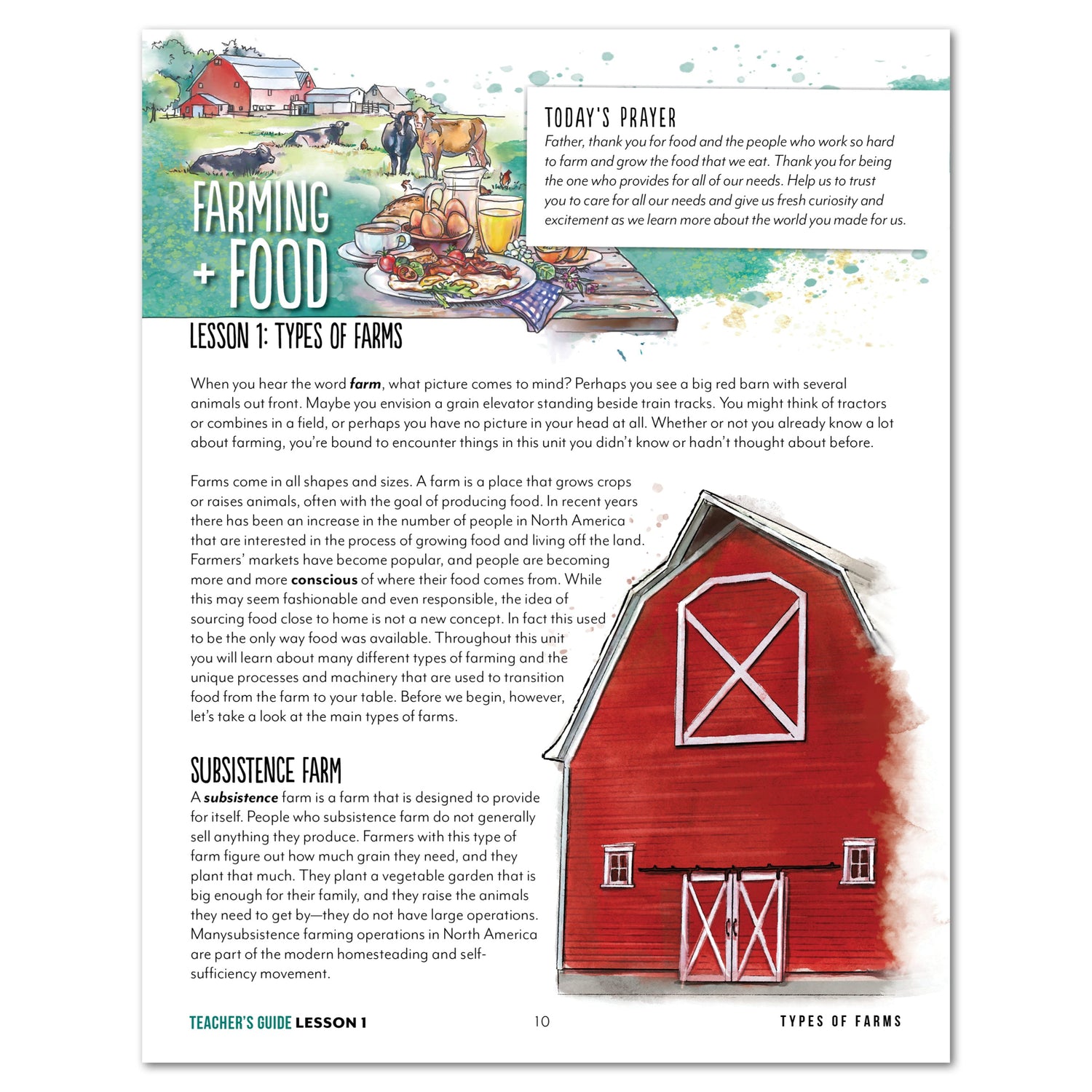 Farming + Food homeschool unit study digital teacher's guide lesson one 