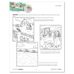 Farming + Food homeschool unit study digital teacher's guide and student work book in pre-reader lesson one 