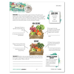 Farming + Food homeschool unit study digital teacher's guide and student work book in Upper Elementary lesson one 