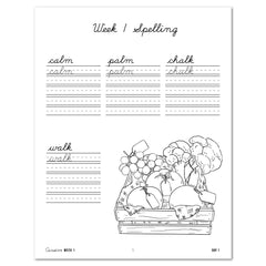 Farming + Food homeschool unit study cursive workbook digital week spelling