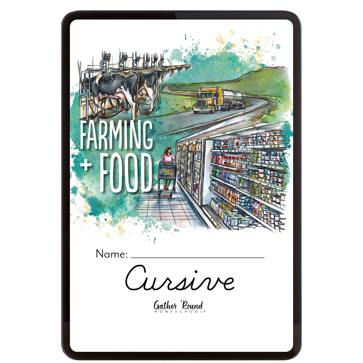 Farming + Food homeschool unit study cursive workbook digital