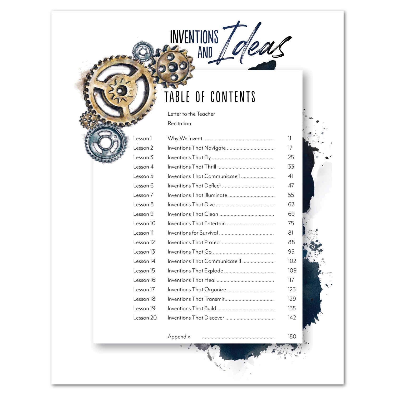 Inventions and Ideas homeschool unit study digital teacher guide table of contents