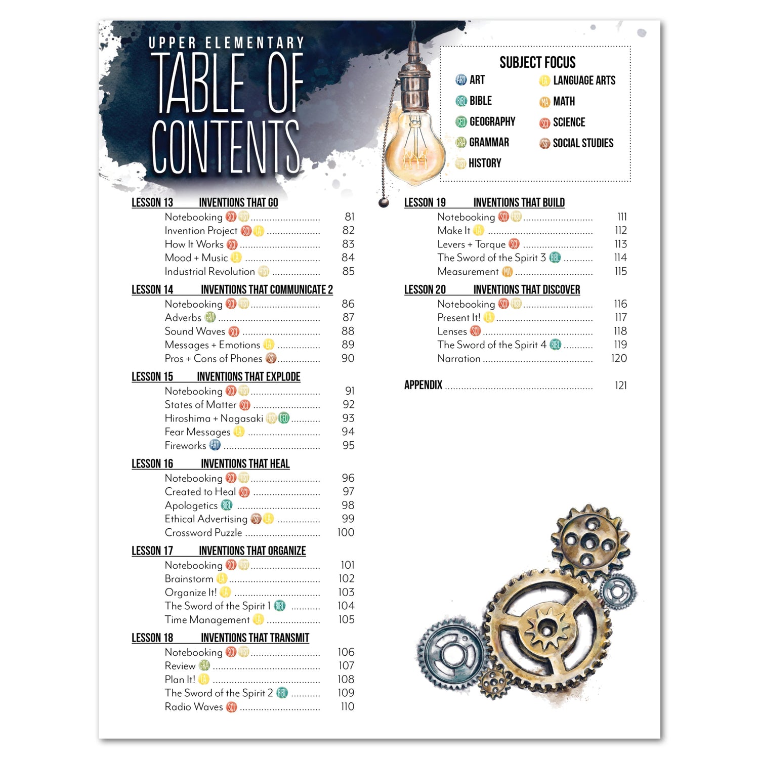 Inventions and Ideas homeschool unit study digital student workbook table of contents part two