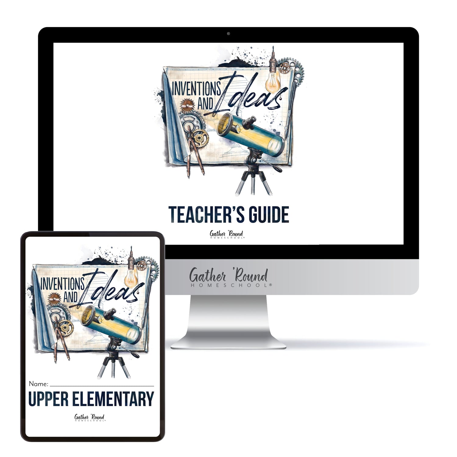 Inventions and Ideas homeschool unit study digital student workbook upper elementary with teacher's guide bundle