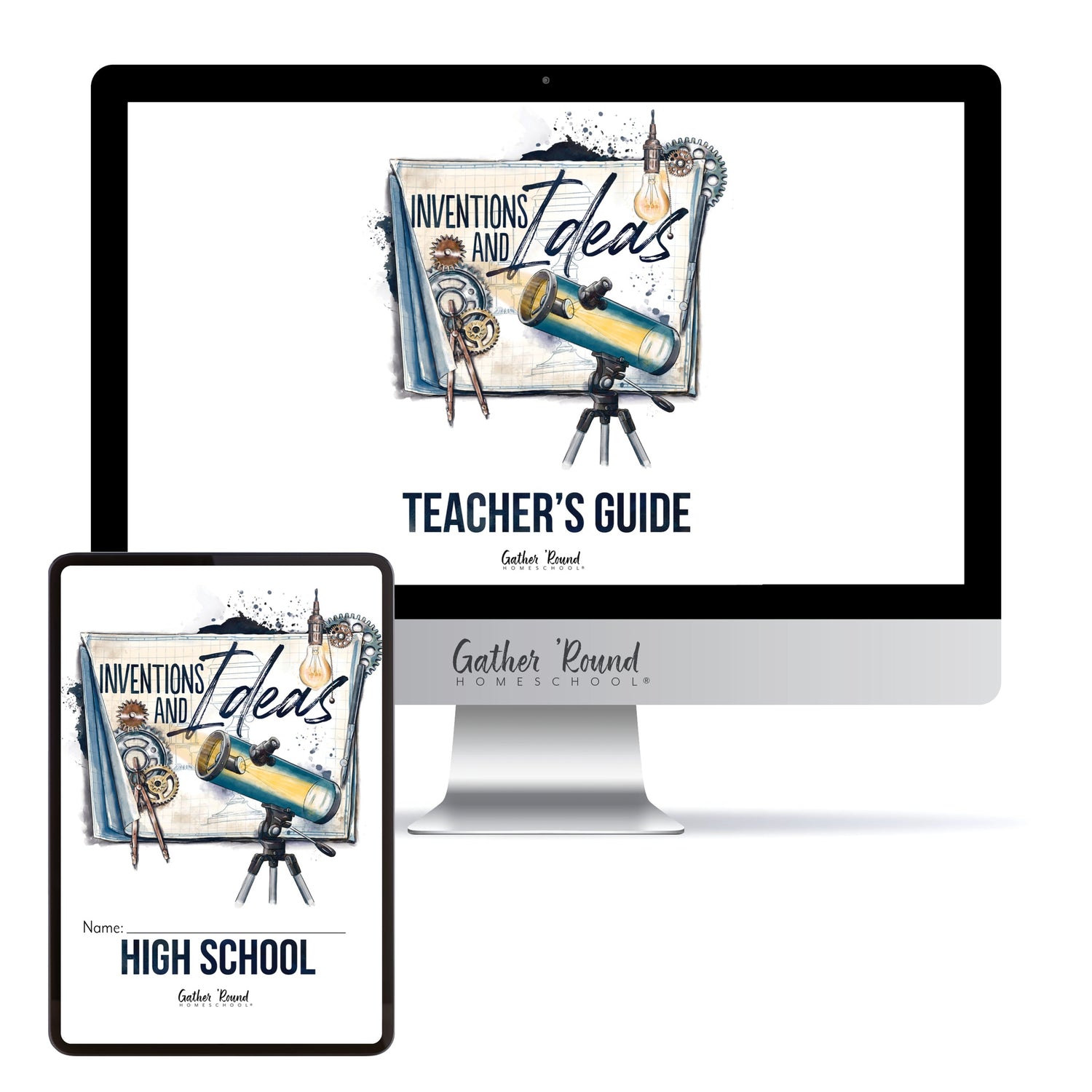 Inventions and Ideas homeschool unit study digital student workbook high school with teacher's guide bundle