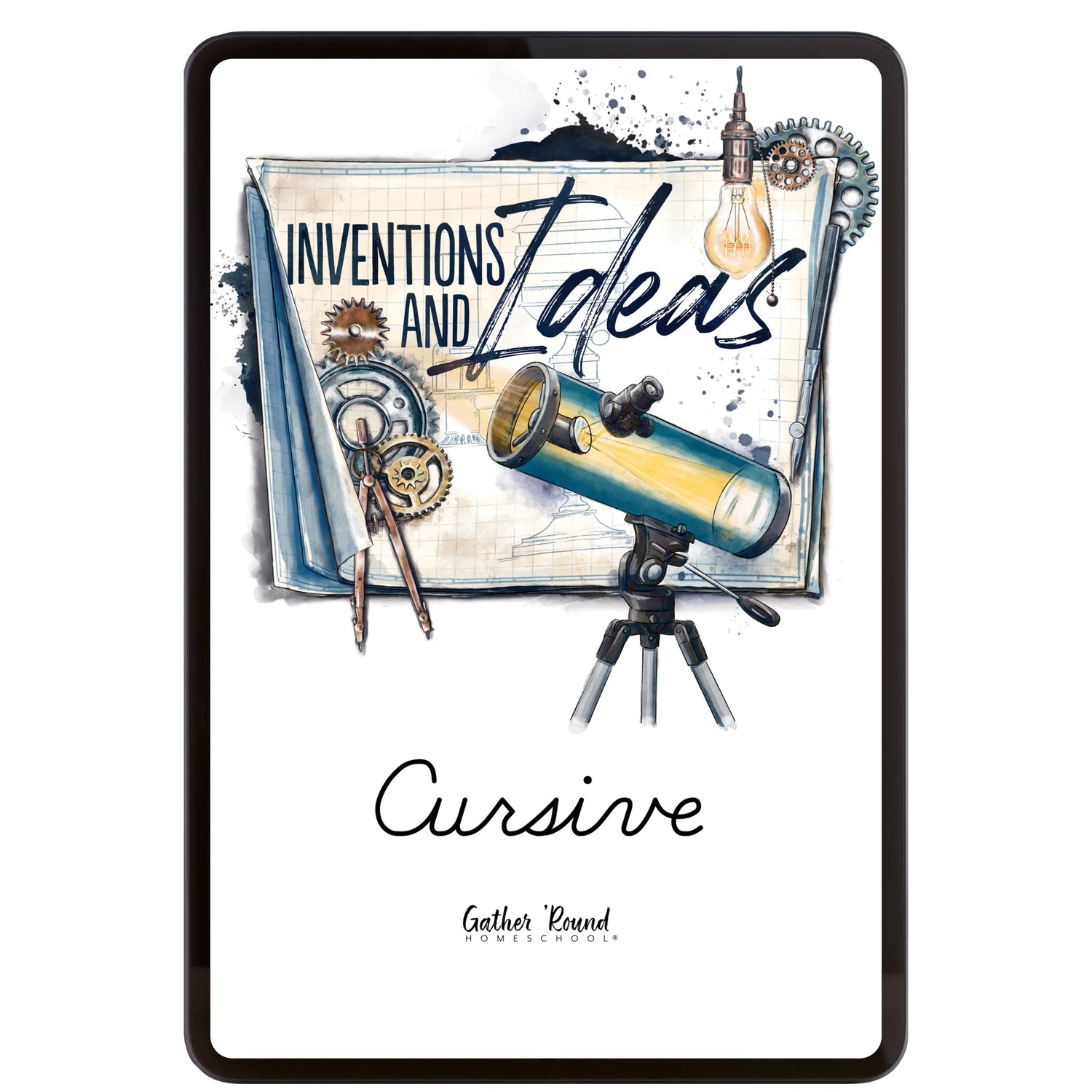 Inventions and Ideas homeschool unit study digital student workbook in cursive
