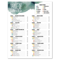 Living Off the Land homeschool unit study digital student notebook table of contents part one