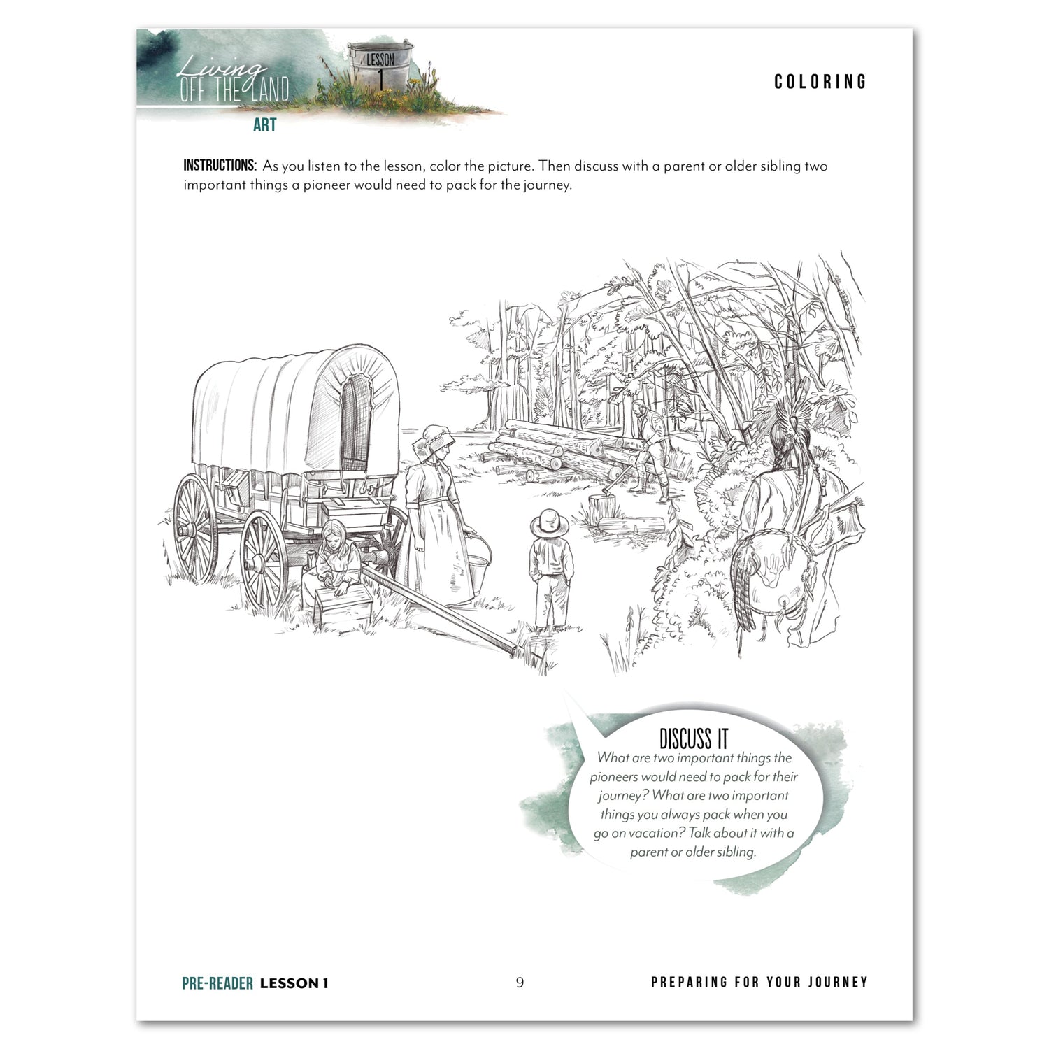 Living Off the Land homeschool unit study digital pre-reader student notebook and teacher's bundle lesson one