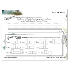 Living Off the Land homeschool unit seatwork journal digital Early Elementary student notebook in cursive lesson one