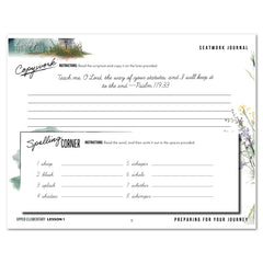 Living Off the Land homeschool unit seatwork journal digital Upper Elementary student notebook in cursive lesson one 
