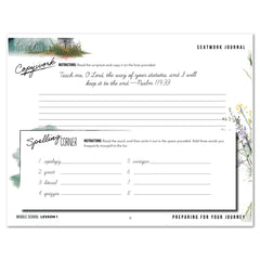Living Off the Land homeschool unit seatwork journal digital Middle School student notebook in cursive lesson one