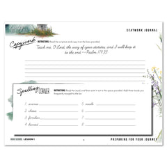 Living Off the Land homeschool unit seatwork journal digital High School student notebook in cursive lesson one 