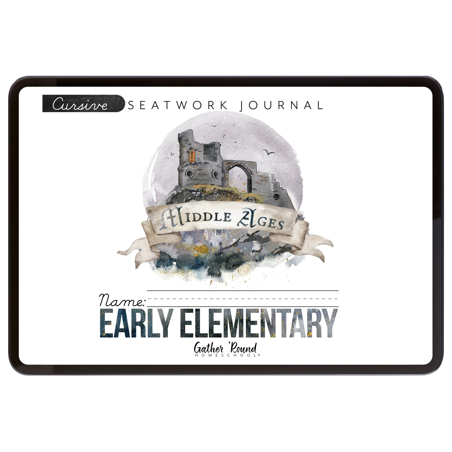 Middle Ages homeschool unit study digital student seatwork book in cursive for early elementary