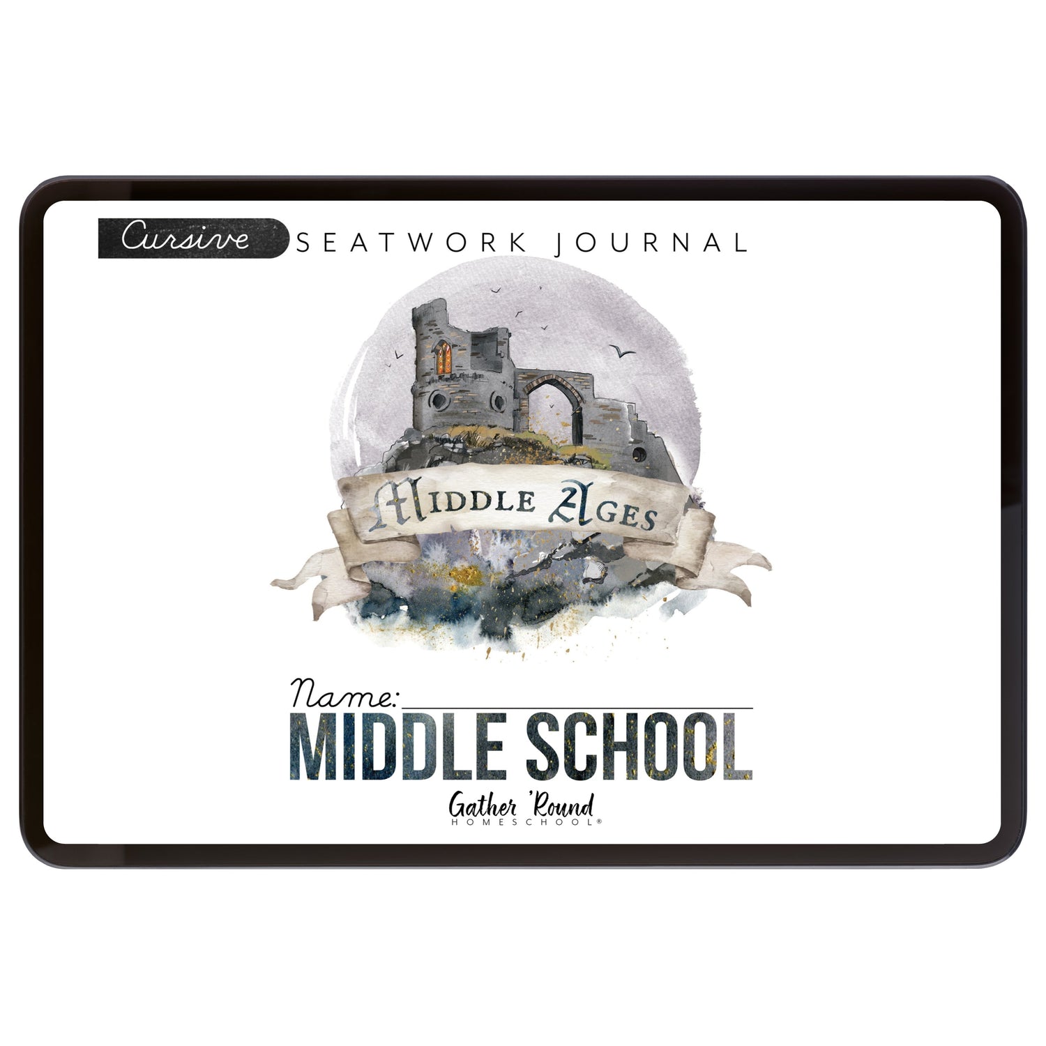 Middle Ages homeschool unit study digital student seatwork book in cursive for middle school