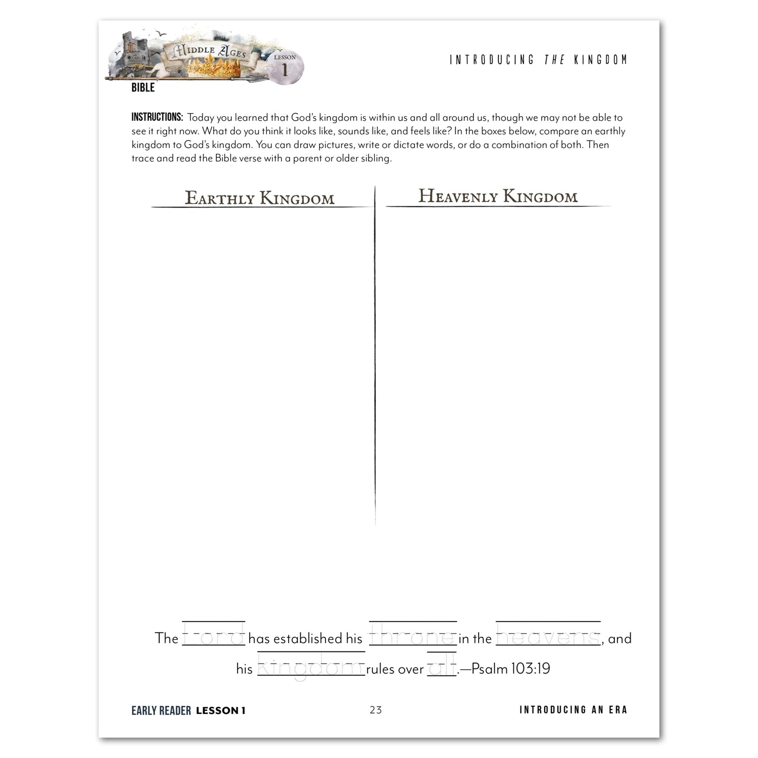 Middle Ages homeschool unit study digital student workbook in early reader with teacher's guide bundle lesson one 