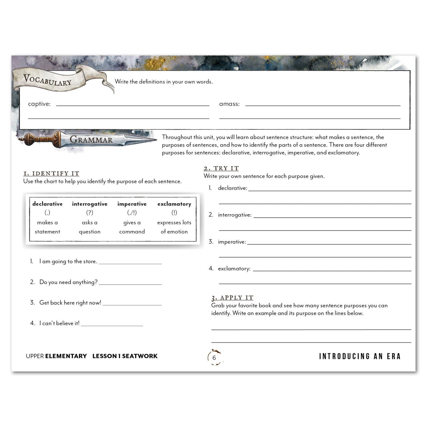 Middle Ages homeschool unit study digital student seatwork book in manuscript for upper elementary lesson one 