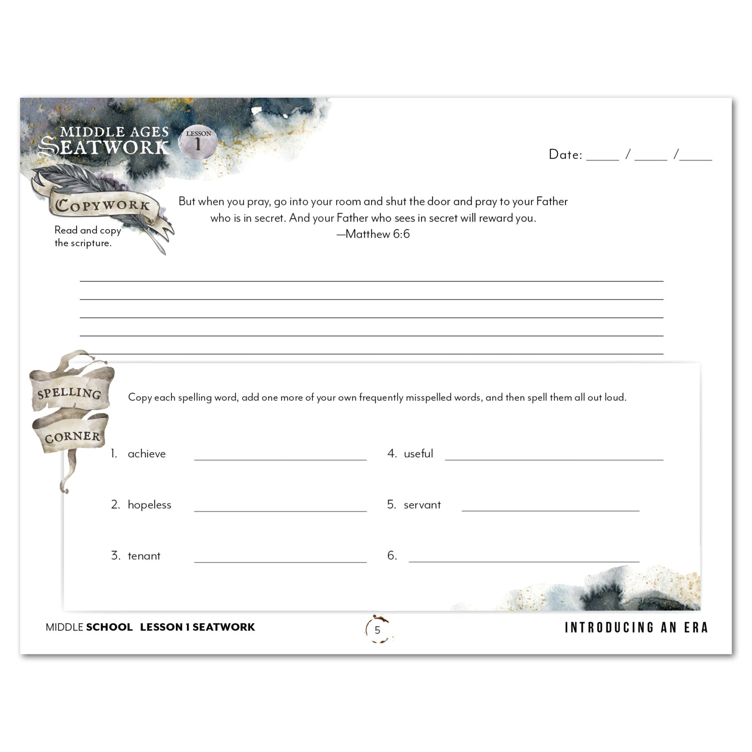 Middle Ages homeschool unit study digital student seatwork book in manuscript for middle school lesson one