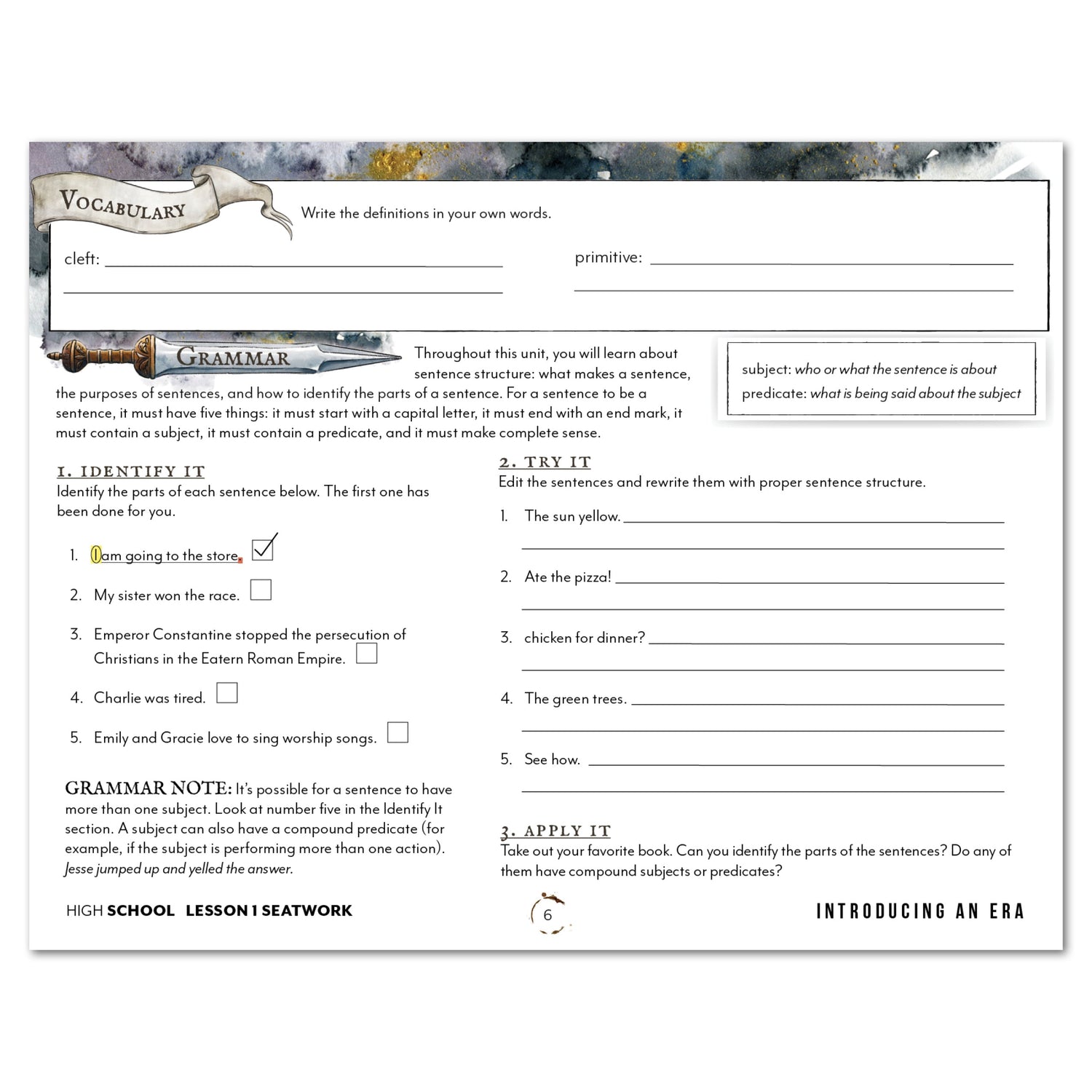 Middle Ages homeschool unit study digital student seatwork book in manuscript for high school lesson one