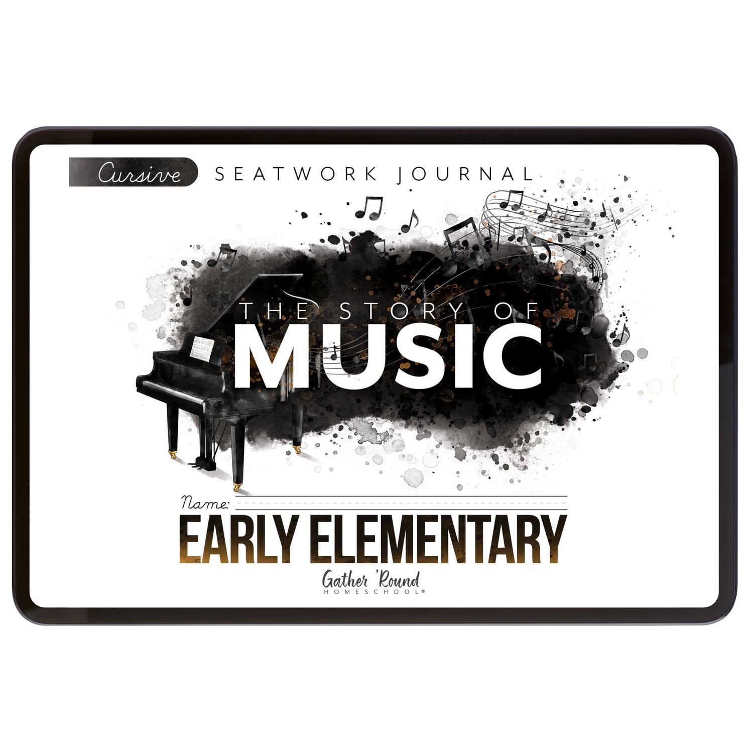 Music homeschool unit study digital student seatwork journal in cursive for early elementary