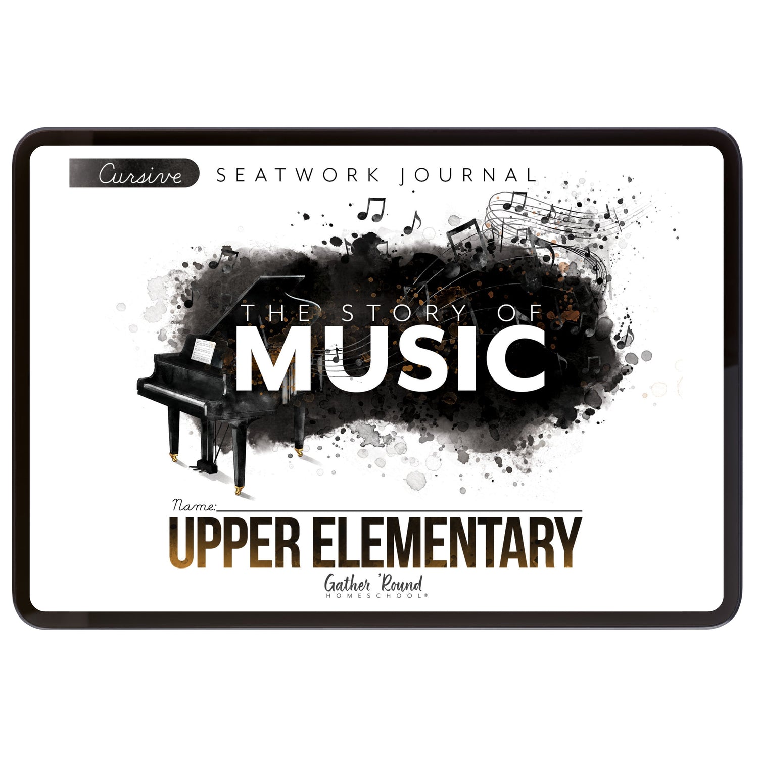 Music homeschool unit study digital student seatwork journal in cursive for upper elementary