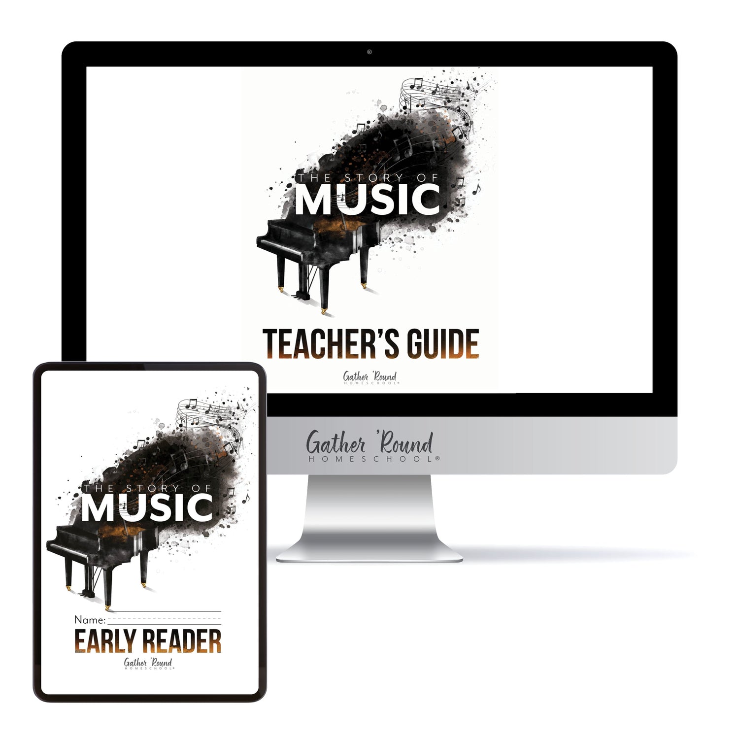 Music homeschool unit study digital student workbook for Early Reader with Teacher's Guide bundle 