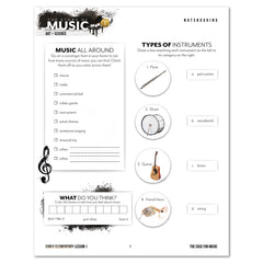Music homeschool unit study digital student workbook for Early Elementary with Teacher's Guide bundle lesson one 