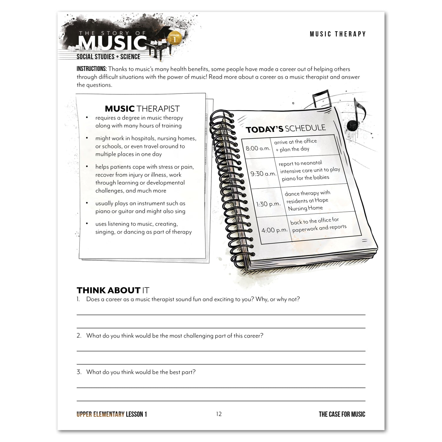 Music homeschool unit study digital student workbook for Upper Elementary with Teacher's Guide bundle lesson one