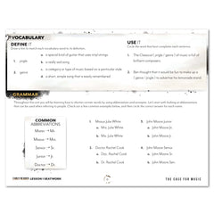 Music homeschool unit study digital student seatwork journal in manuscript for early reader lesson one