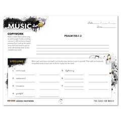 Music homeschool unit study digital student seatwork journal in cursive for high school lesson one